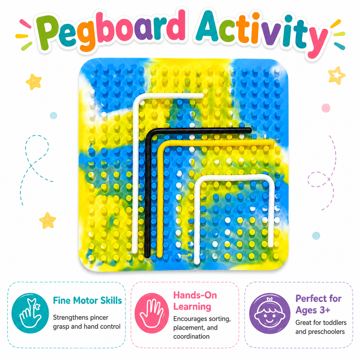 Calm Kids Sensory Kit (Green/Yellow) — Screen-Free Activity Box for Kids Ages 3+ | 6-Piece Busy Set