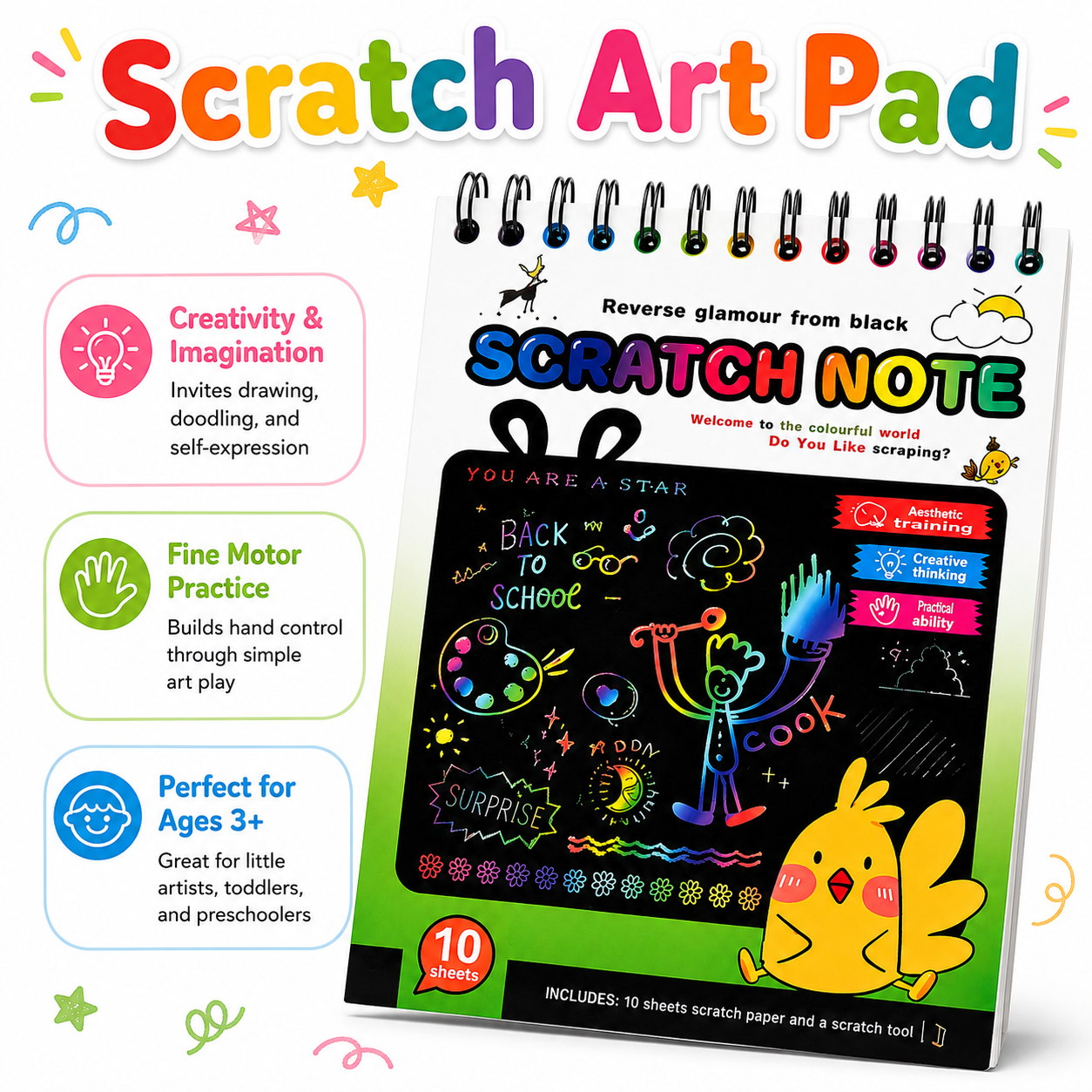 Calm Kids Sensory Kit (Green/Yellow) — Screen-Free Activity Box for Kids Ages 3+ | 6-Piece Busy Set