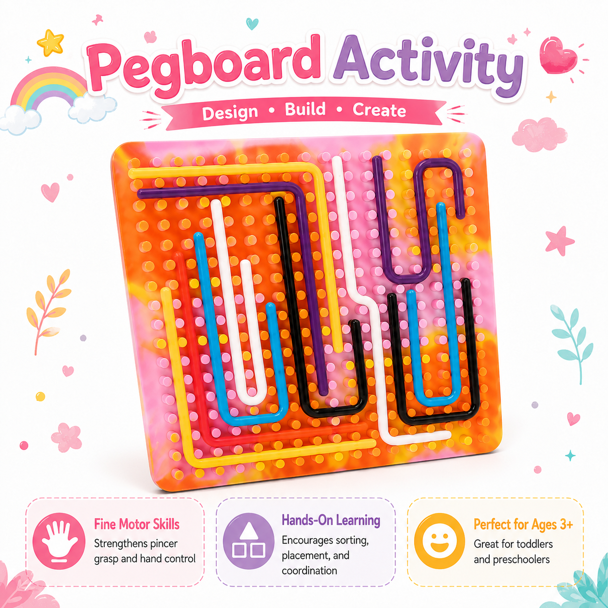 Calm Kids Sensory Kit (Pink/Brown) — Screen-Free Activity Box for Kids Ages 3+ | 6-Piece Busy Set