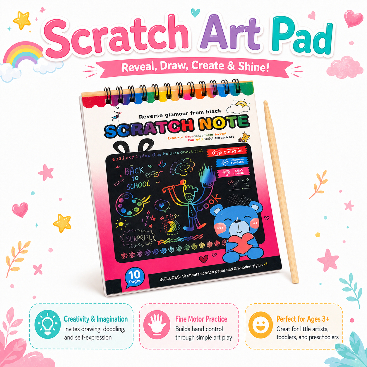 Calm Kids Sensory Kit (Pink/Brown) — Screen-Free Activity Box for Kids Ages 3+ | 6-Piece Busy Set