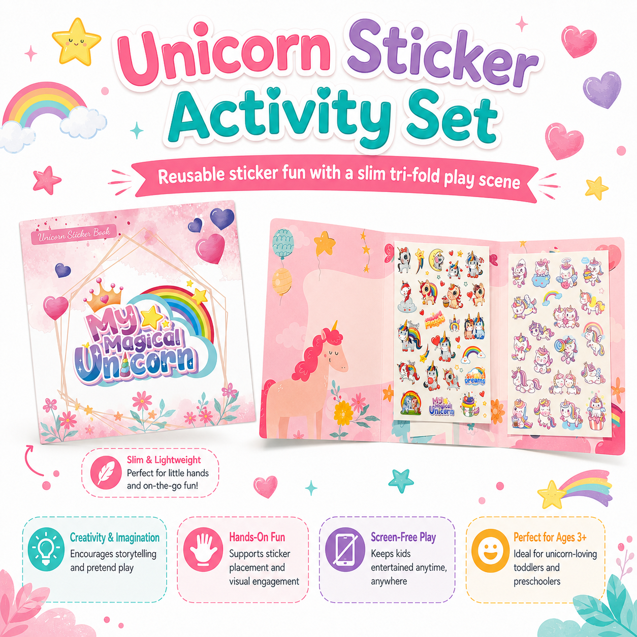 Calm Kids Sensory Kit (Pink/Brown) — Screen-Free Activity Box for Kids Ages 3+ | 6-Piece Busy Set